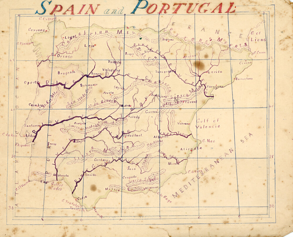 Hand Drawn Map of Spain and Portugal