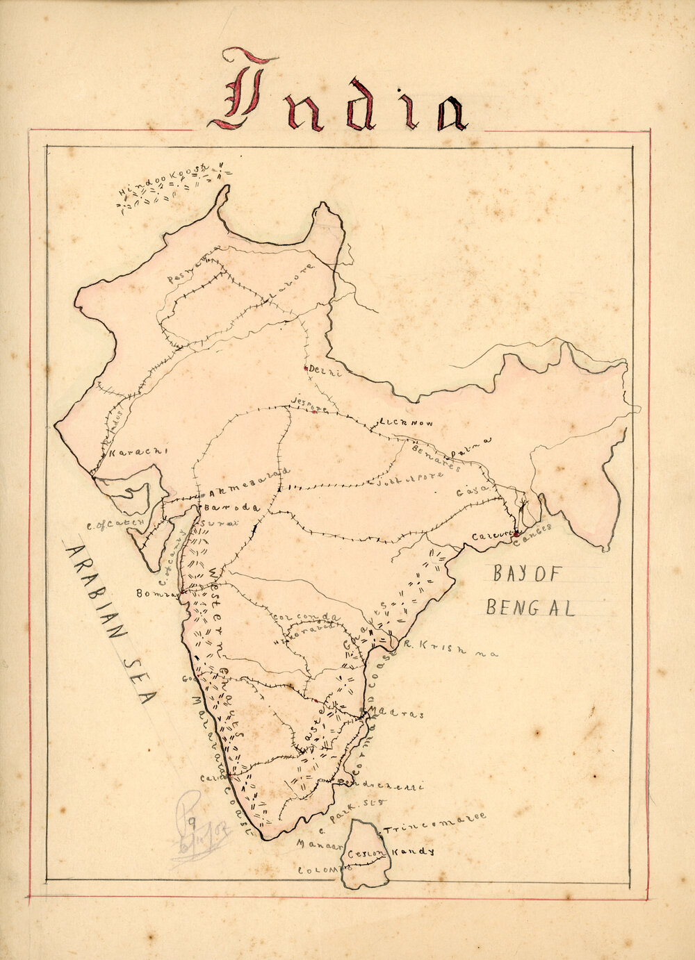 Hand Drawn Map of India