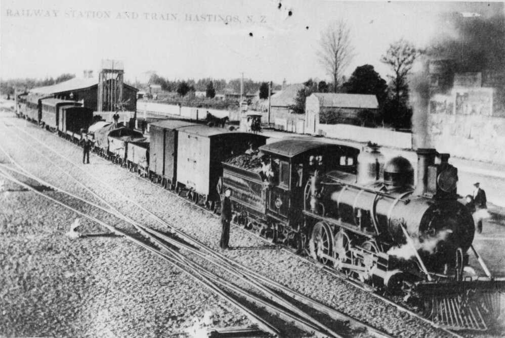Railway Station and Train, Hastings.