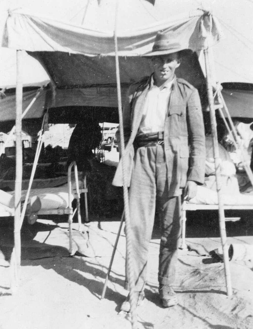 Soldier Outside Army Tent
