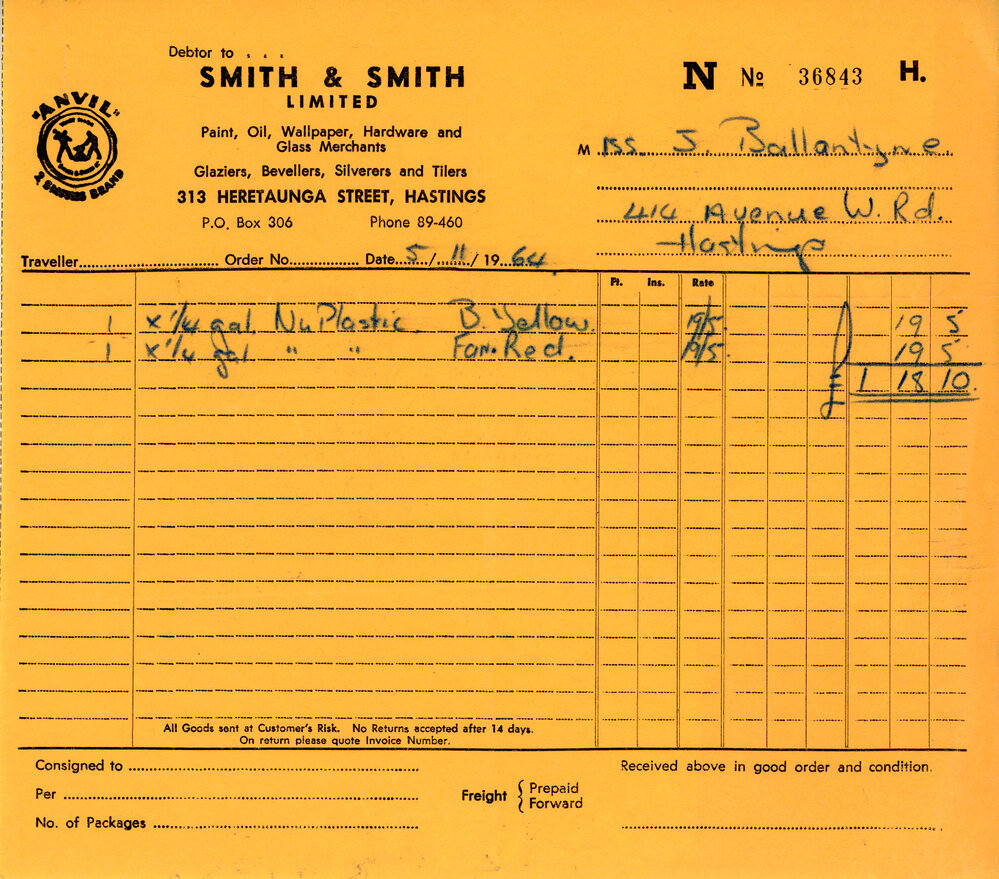 Receipt from Smith &amp; Smith Ltd to Miss J Ballantyne