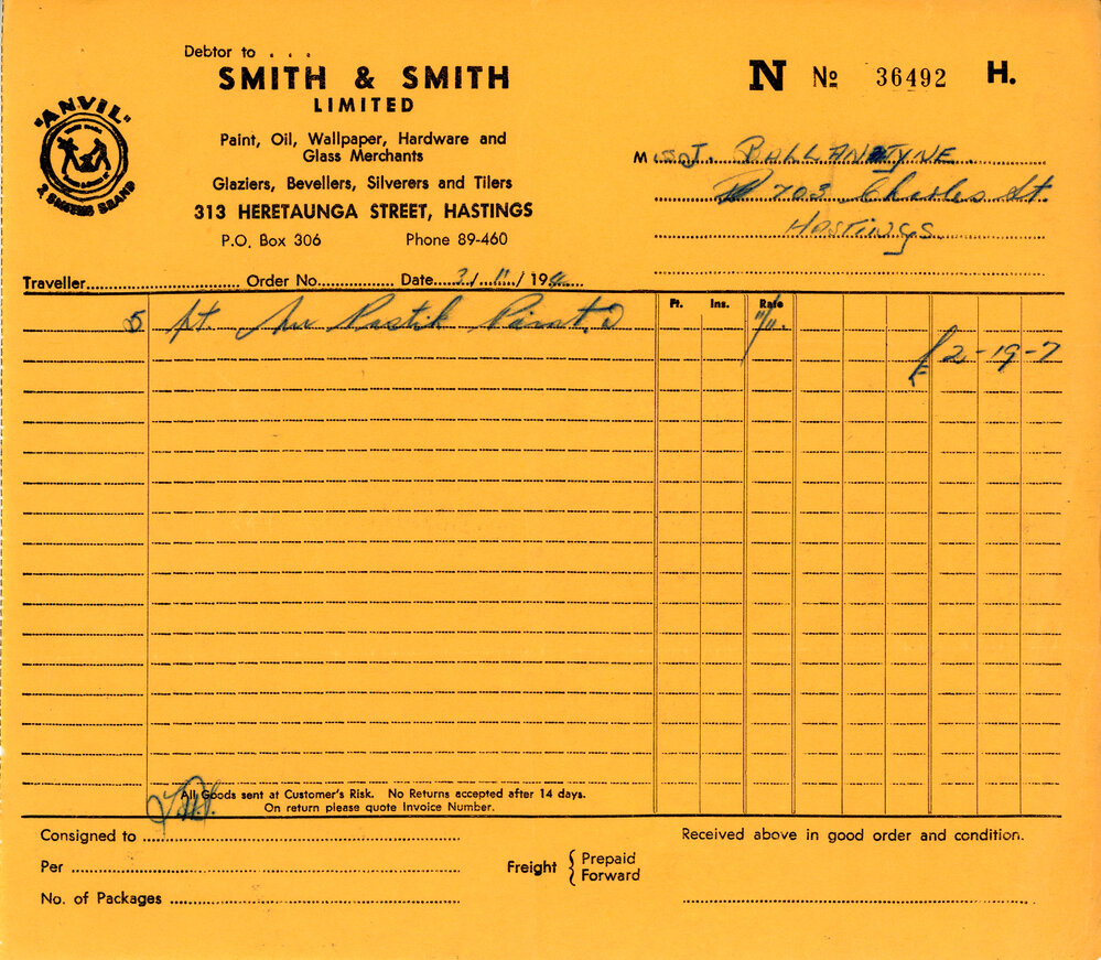 Receipt from Smith &amp; Smith Ltd to Miss J Ballantyne