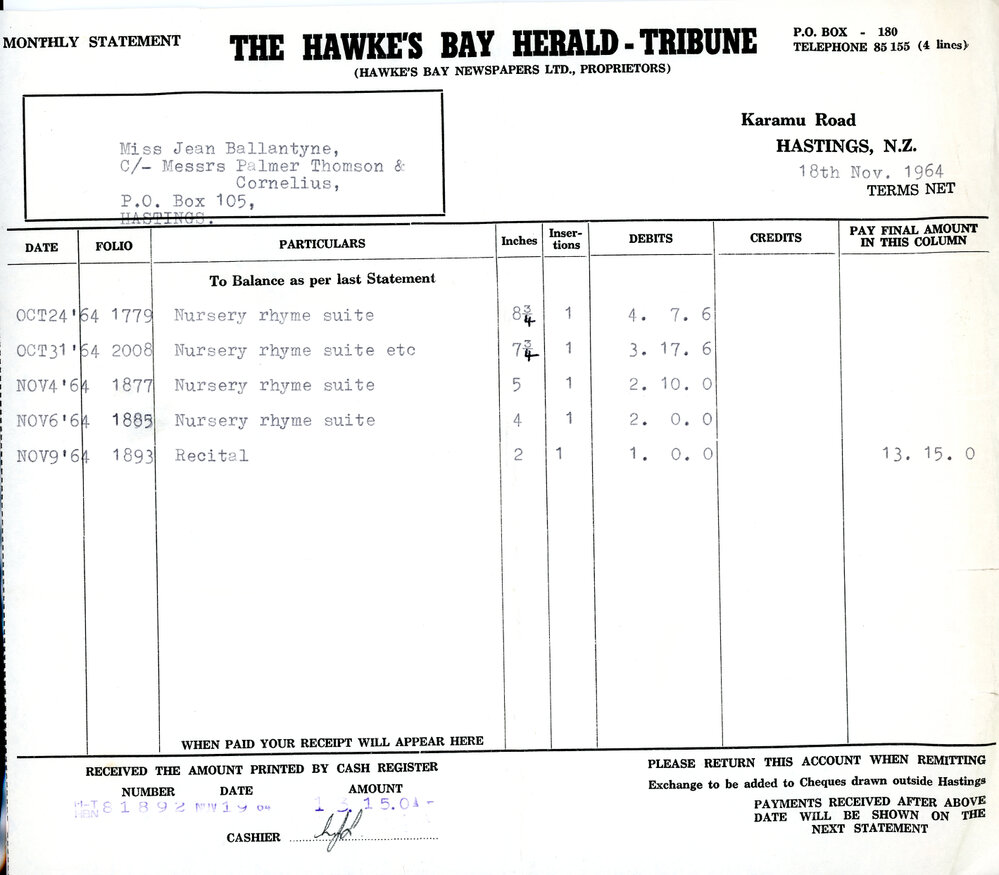 Hawke's Bay Herald-Tribune Statement 