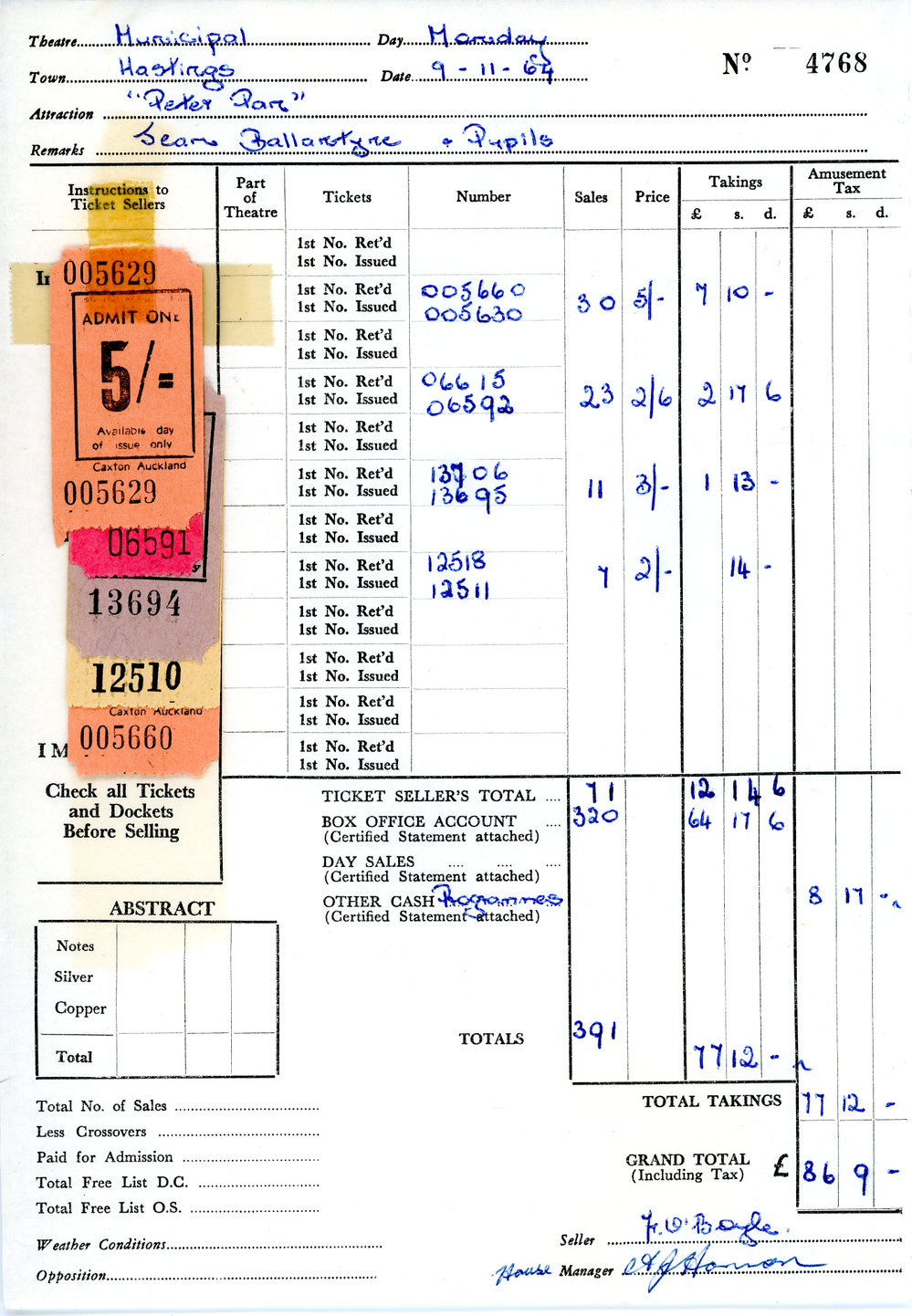 Municipal Theatre Recital Tickets and Docket 