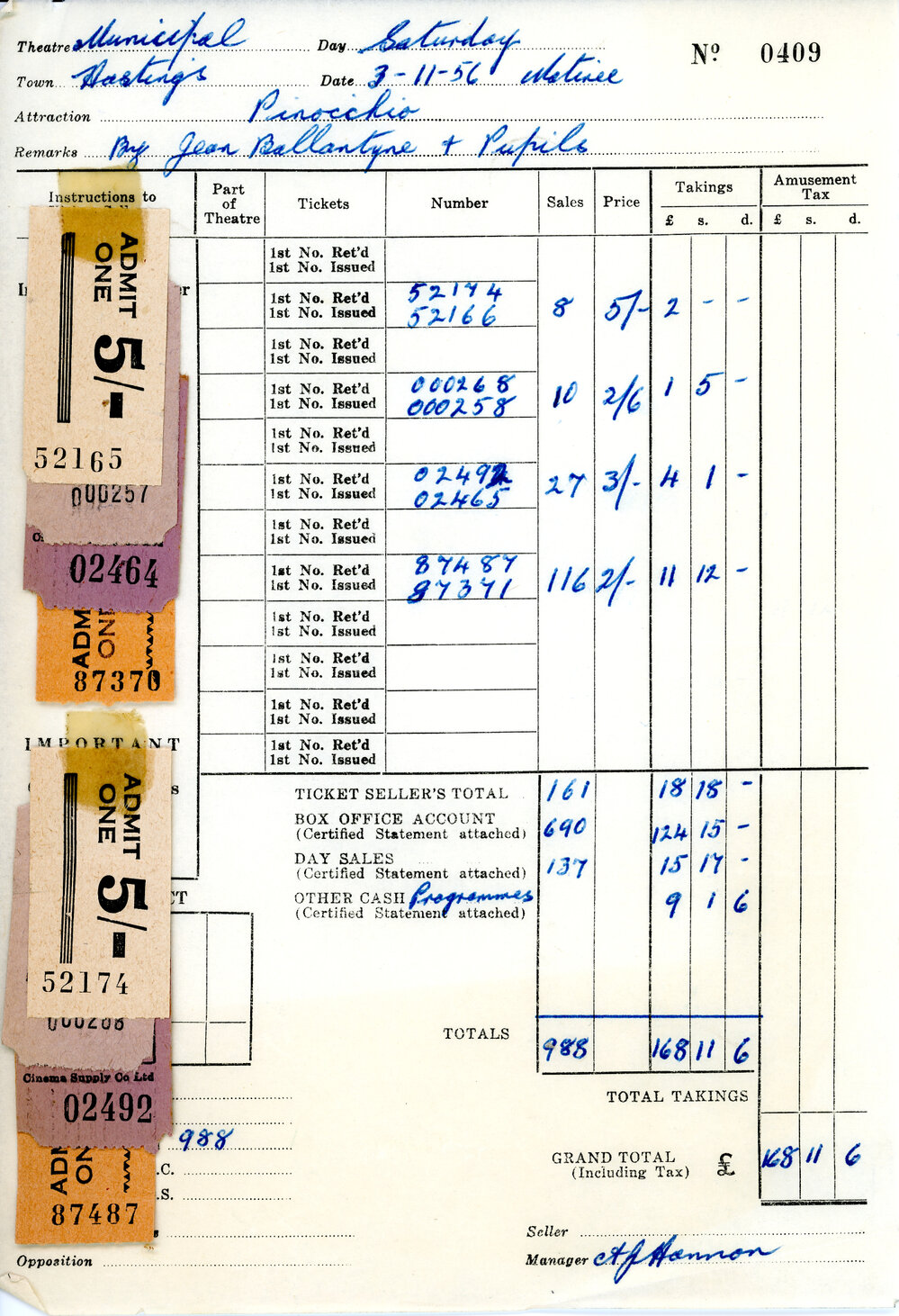 Municipal Theatre Recital Tickets and Docket