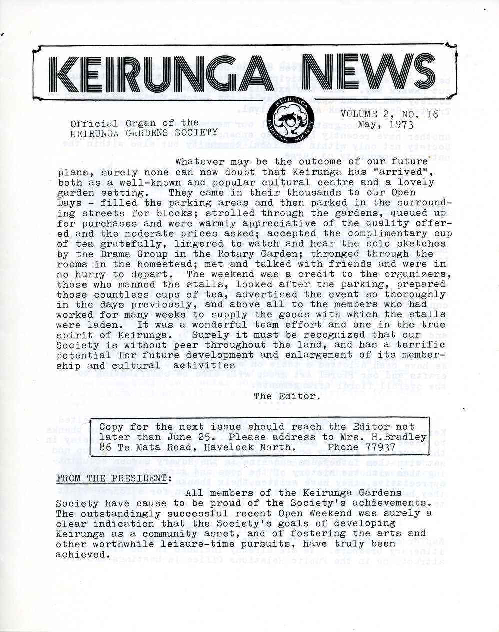 Keirunga News, Vol.2 No.16. May 1973