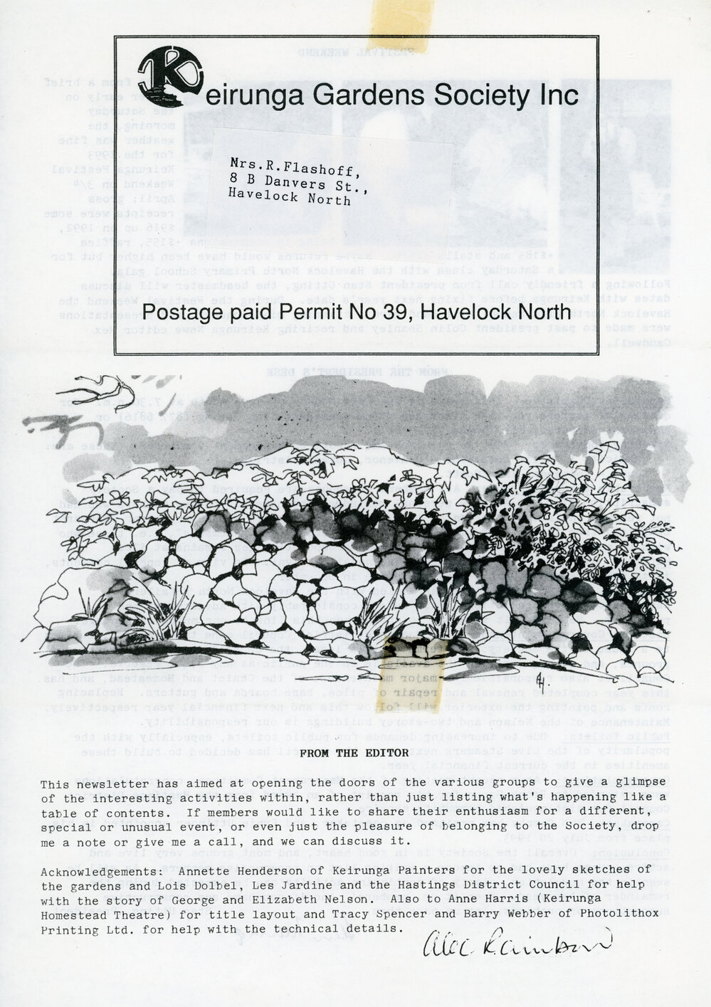 Keirunga Newsletter, August 1993.