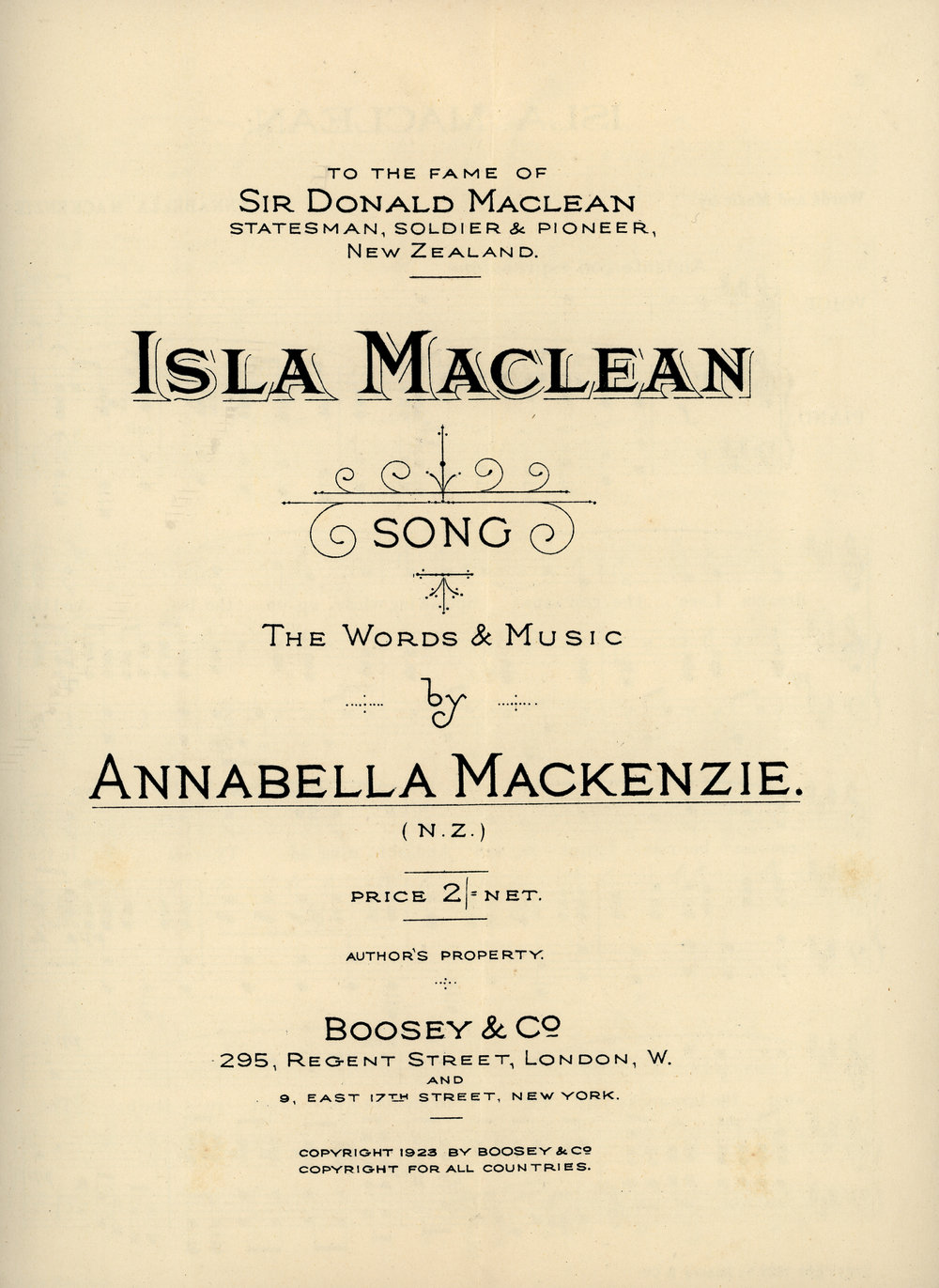 Isla MacLean Song. Words and music by Annabelle MacKenzie