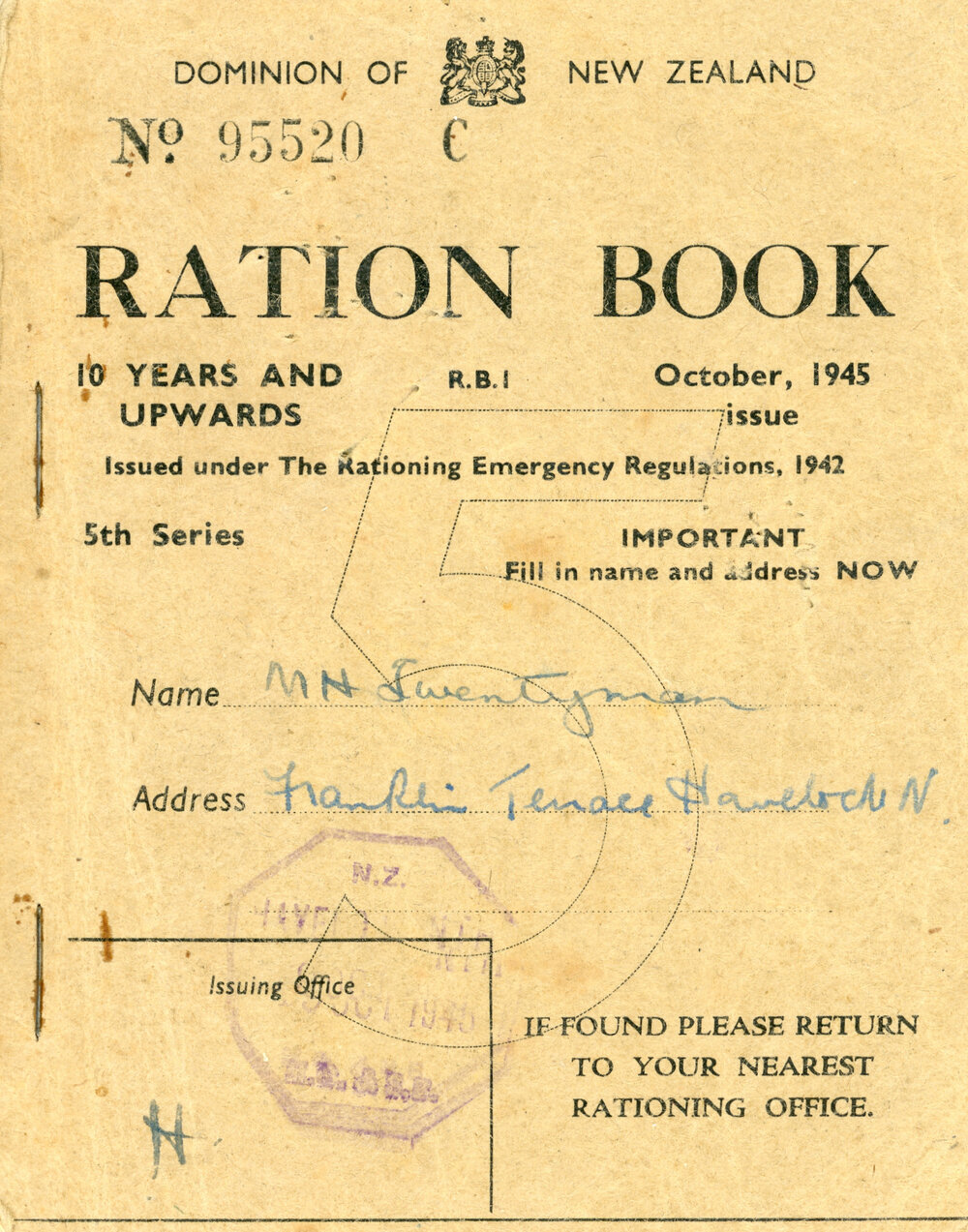 Ration Book for M H Twentyman