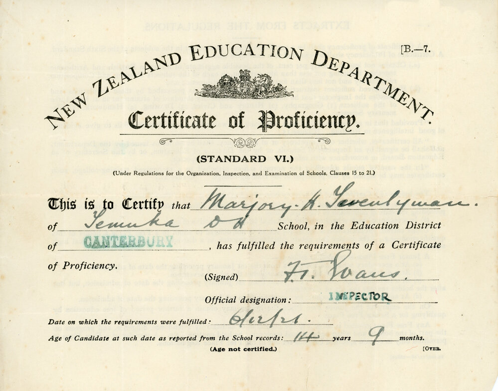 Certificate of Proficiency for Margery Twentyman