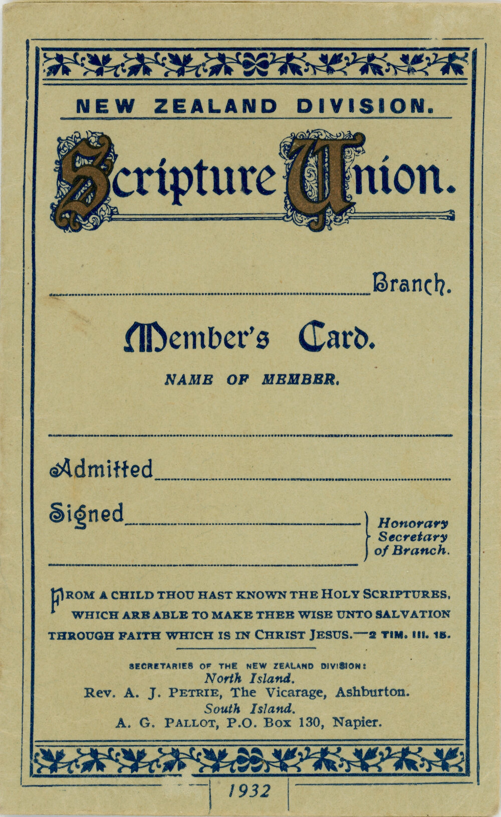 Scripture Union Card