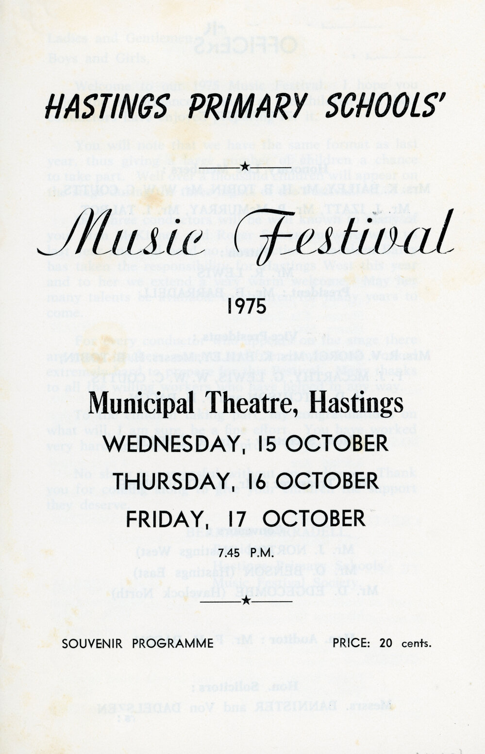 Hastings Primary Schools' Music Festival 1975