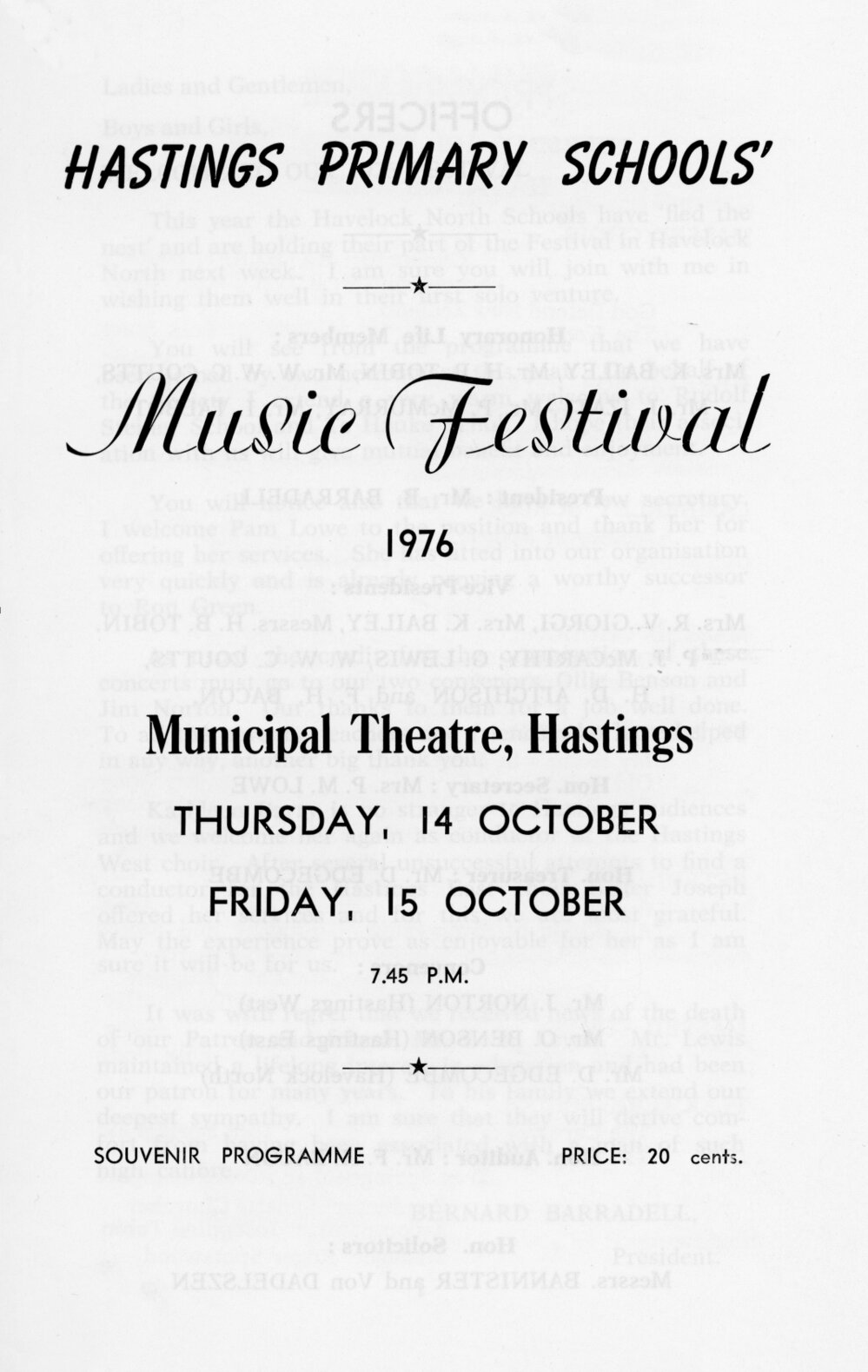Hastings Primary Schools' Music Festival 1976