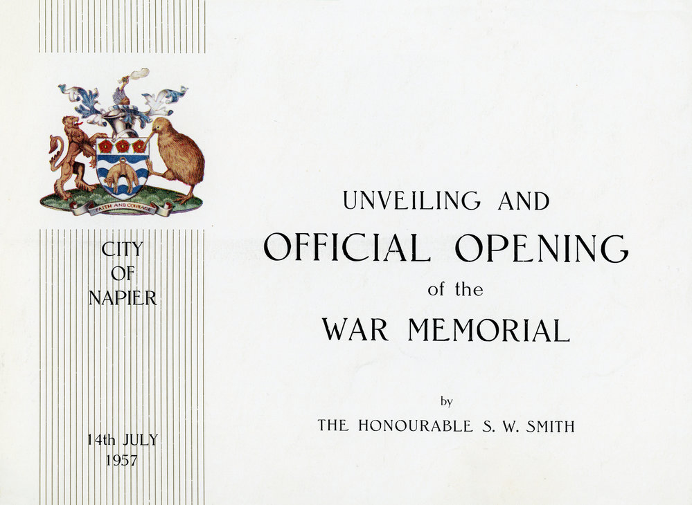 Unveiling and Official Opening of the War Memorial in Napier