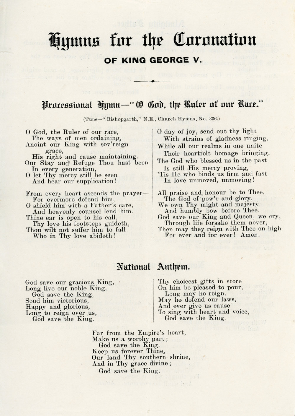 Hymns for the Coronation of King George V