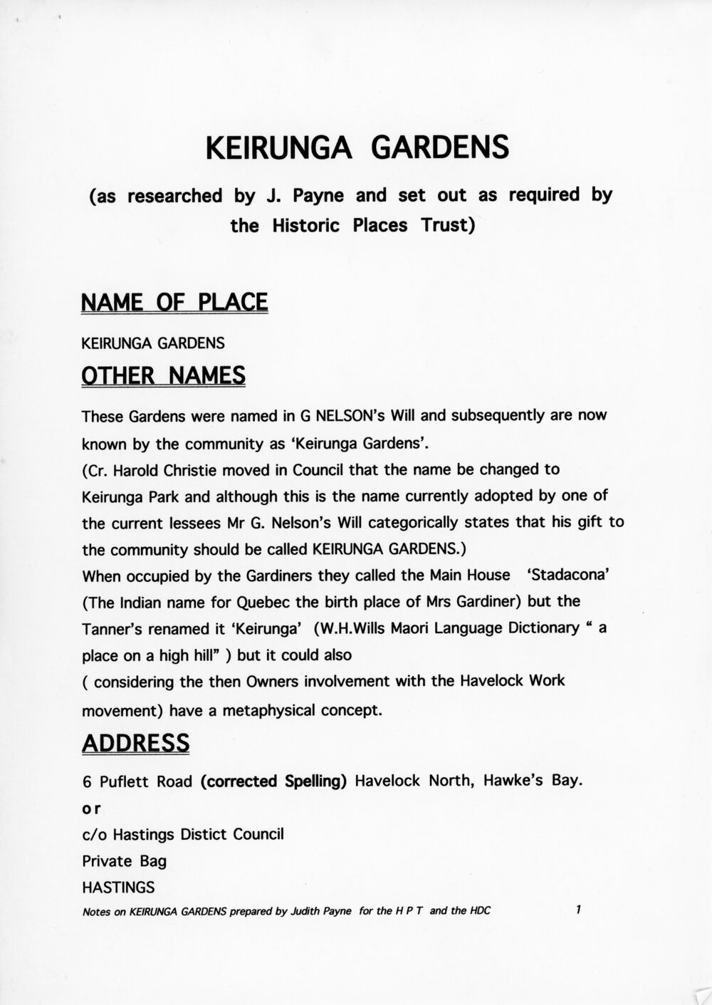 Keirunga Gardens Research