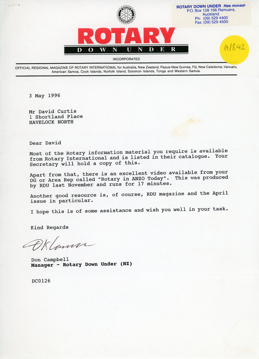 Rotary Down Under Correspondence and New Member Strategies