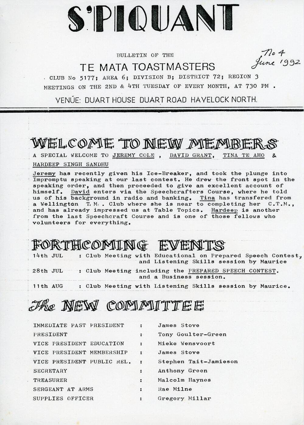 S'Piquant June 1992