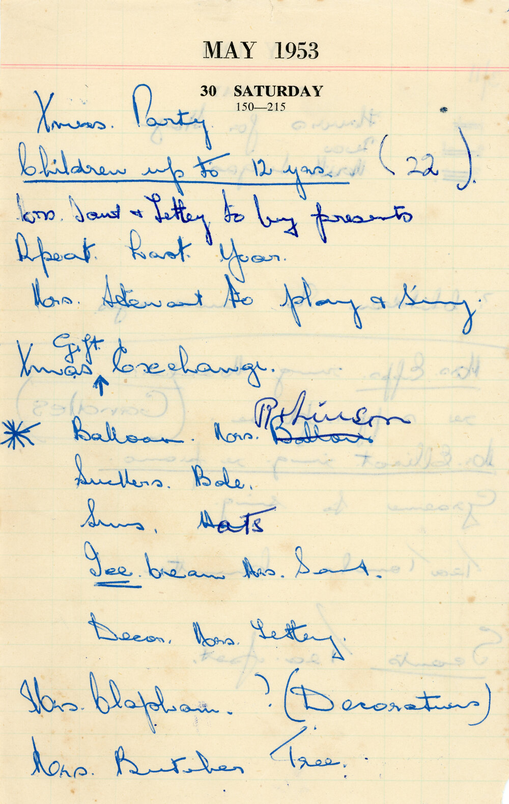 Planning Note for WDFF Christmas Party