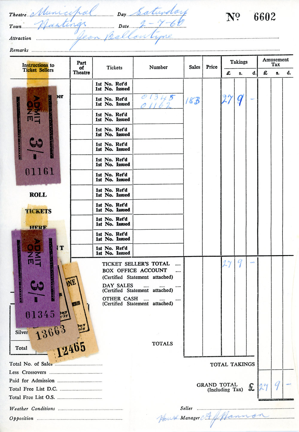 Municipal Theatre Recital Tickets and Docket