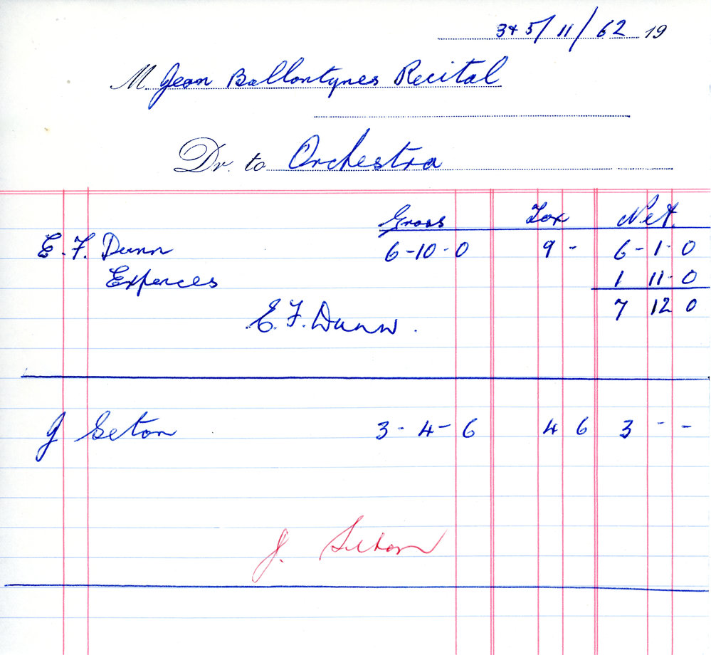 Invoice for Orchestra Recital 
