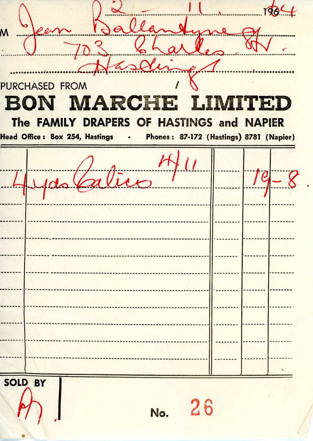 Bon Marche Receipt