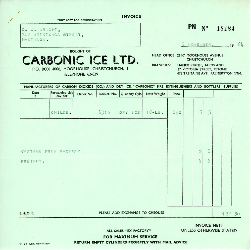Carbonic Ice Invoice 