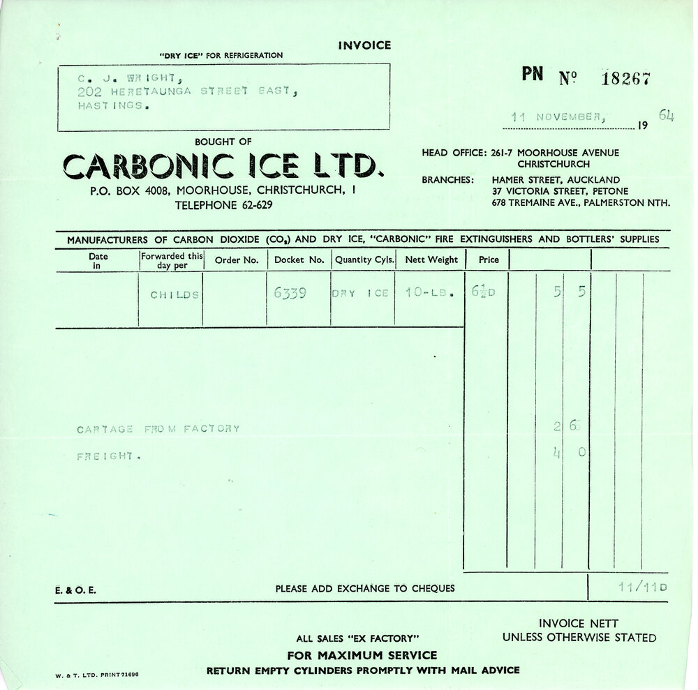 Carbonic Ice Ltd Receipts