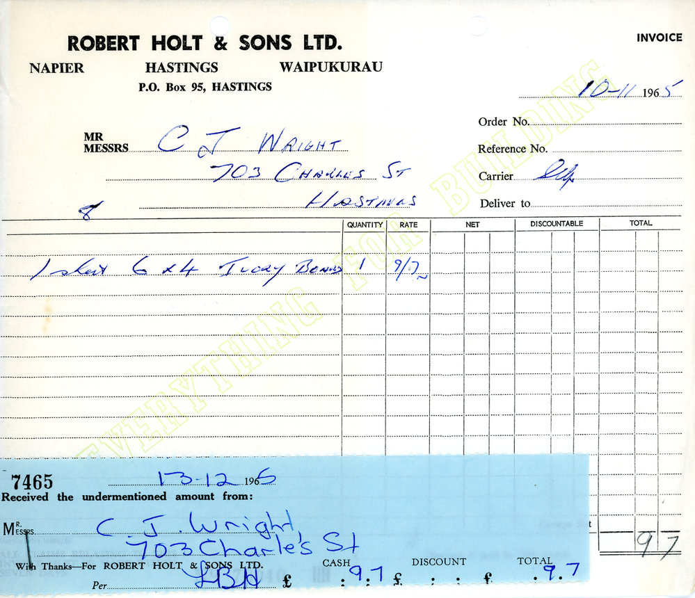Robert Holt and Sons Invoice and Receipt