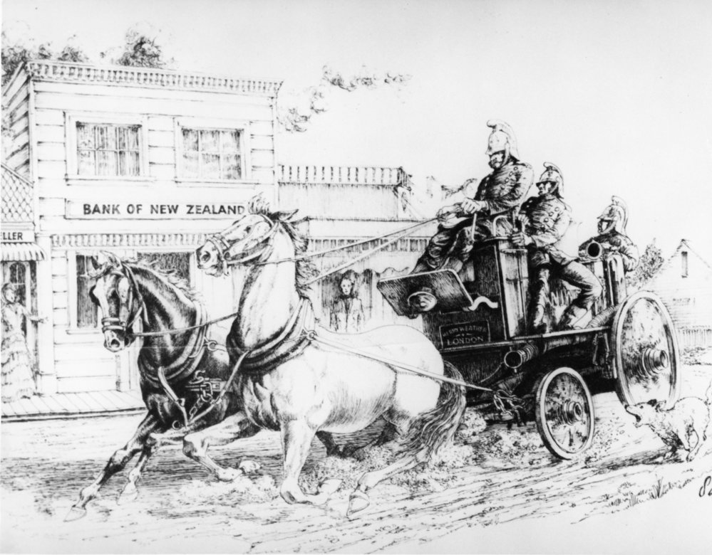 Drawing of Shand Mason Steamer by S J Woods