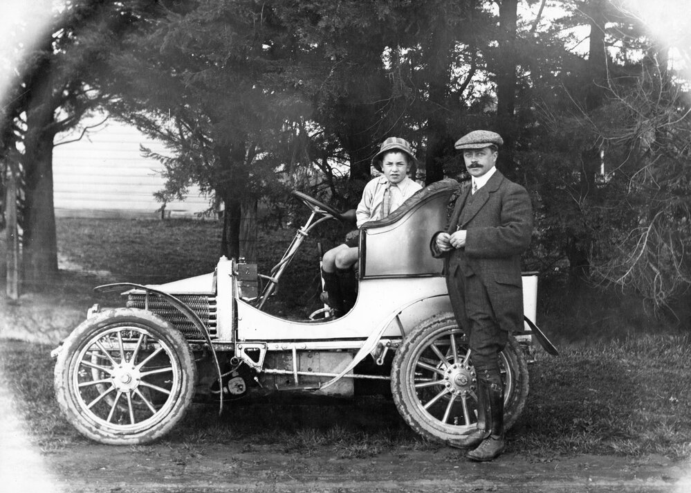 Well Dressed Motorist With His 6 HP Wolseley