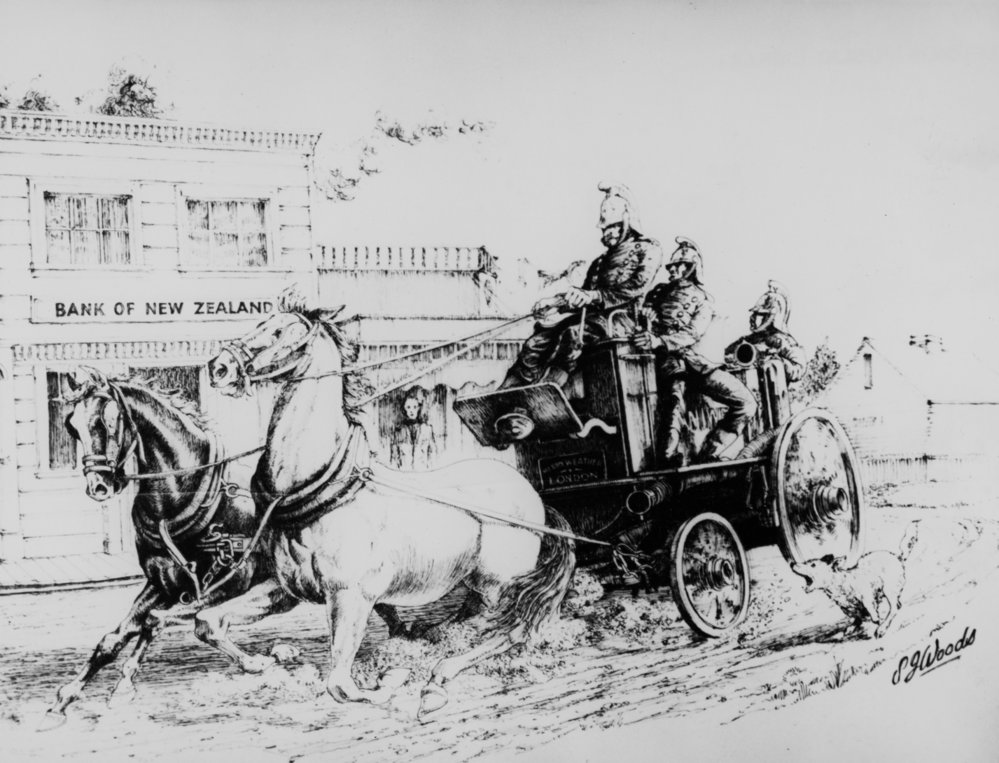 Drawing of Shand Mason Steamer by S J Woods