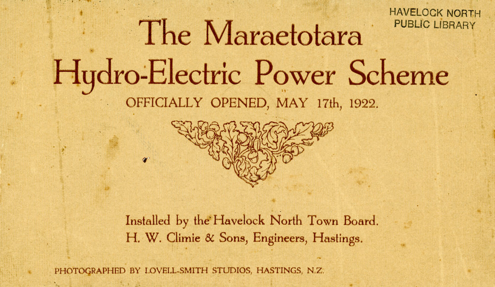 Official Photo Album of The Maraetotara Hydro-Electric Power Scheme Opening, May 17 1922.