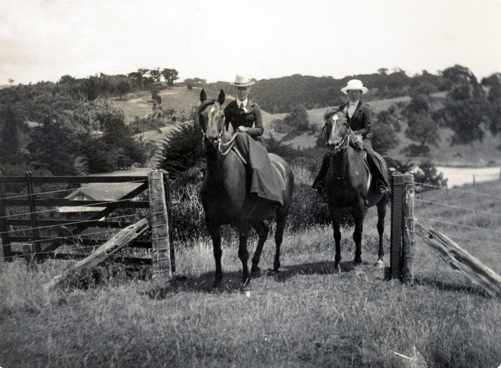 Two Unidentified Women on Horseback