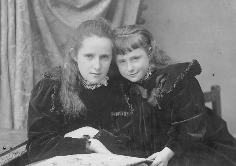 Studio Portrait of Two Girls