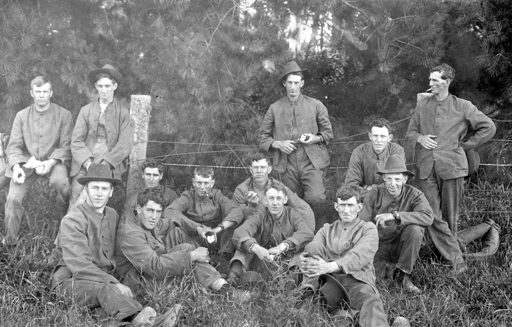 Group Portrait of Soldiers Outdoors