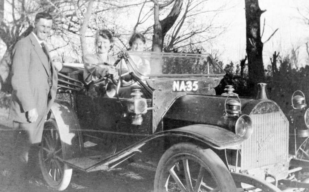 Bernard and Rita Mason with Miss Wellwood in Car