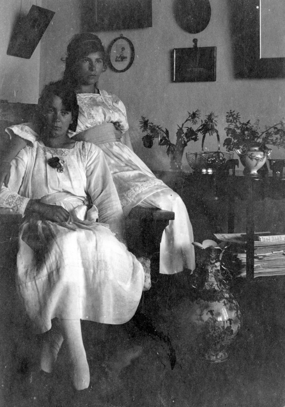 Portrait of Two Girls in a Living Room