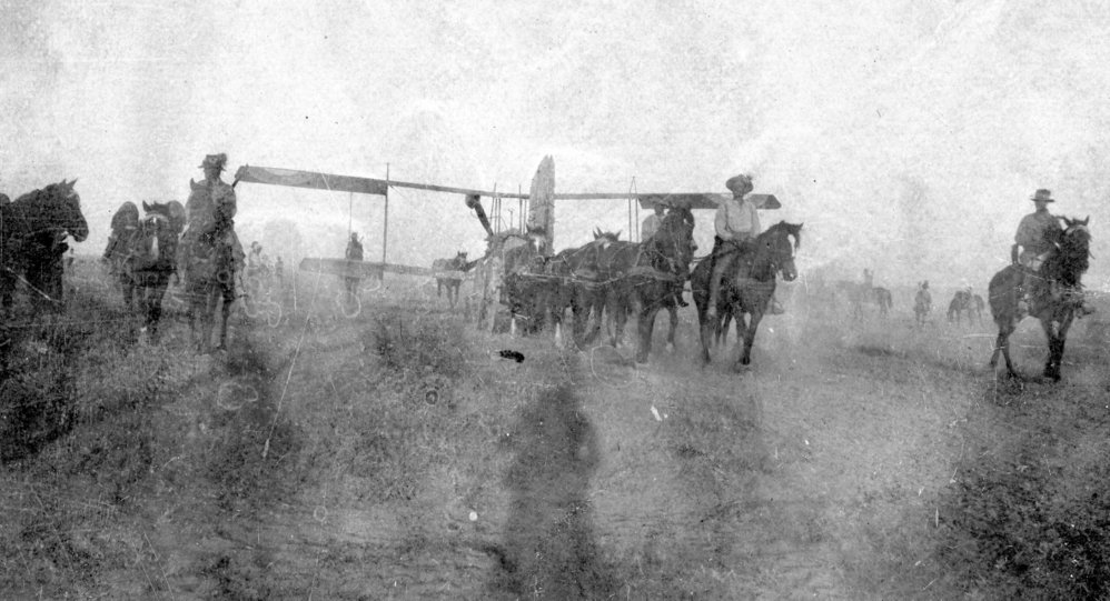Mounted Rifles Towing Plane, Egypt or Palestine