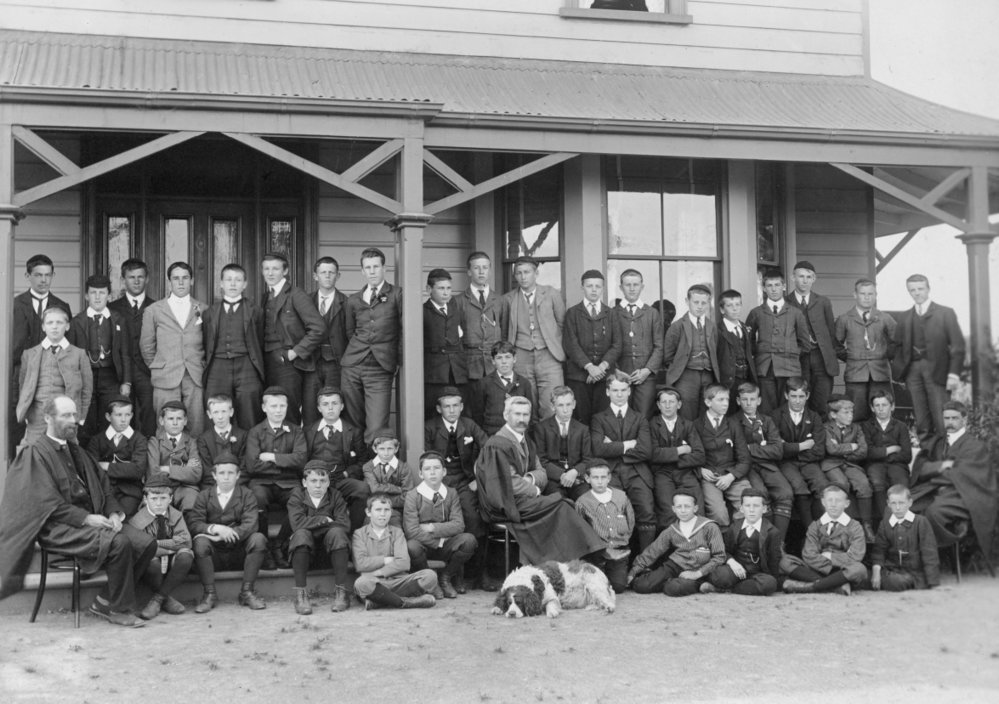 Heretaunga School Staff and Students on Porch