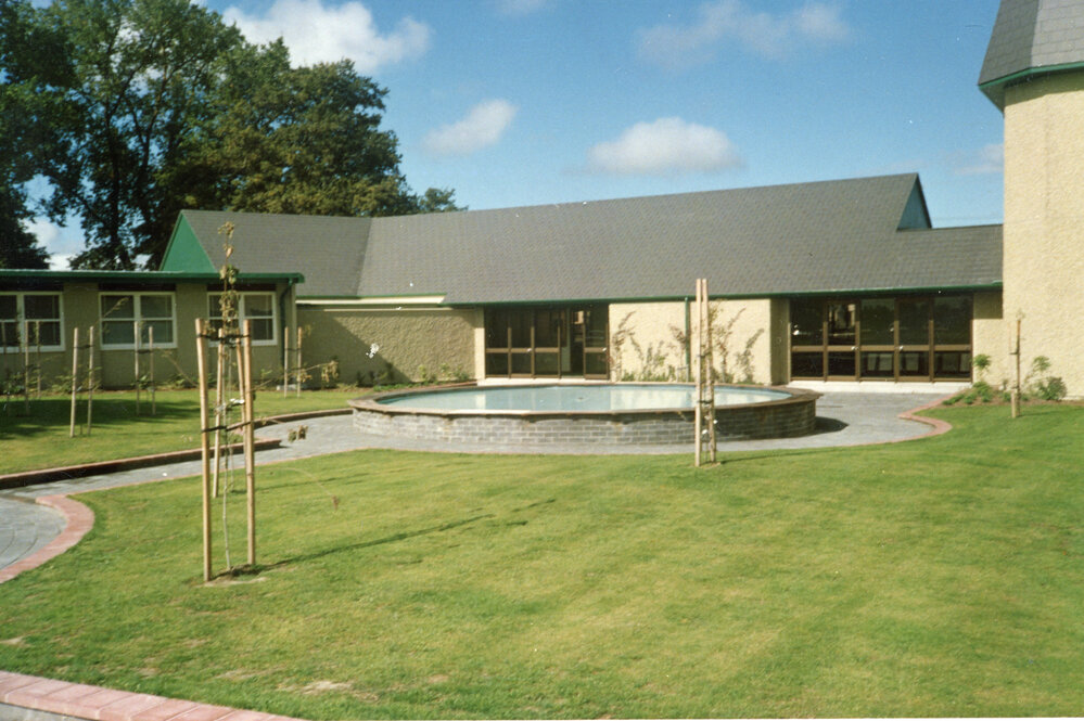 Building and Fountain