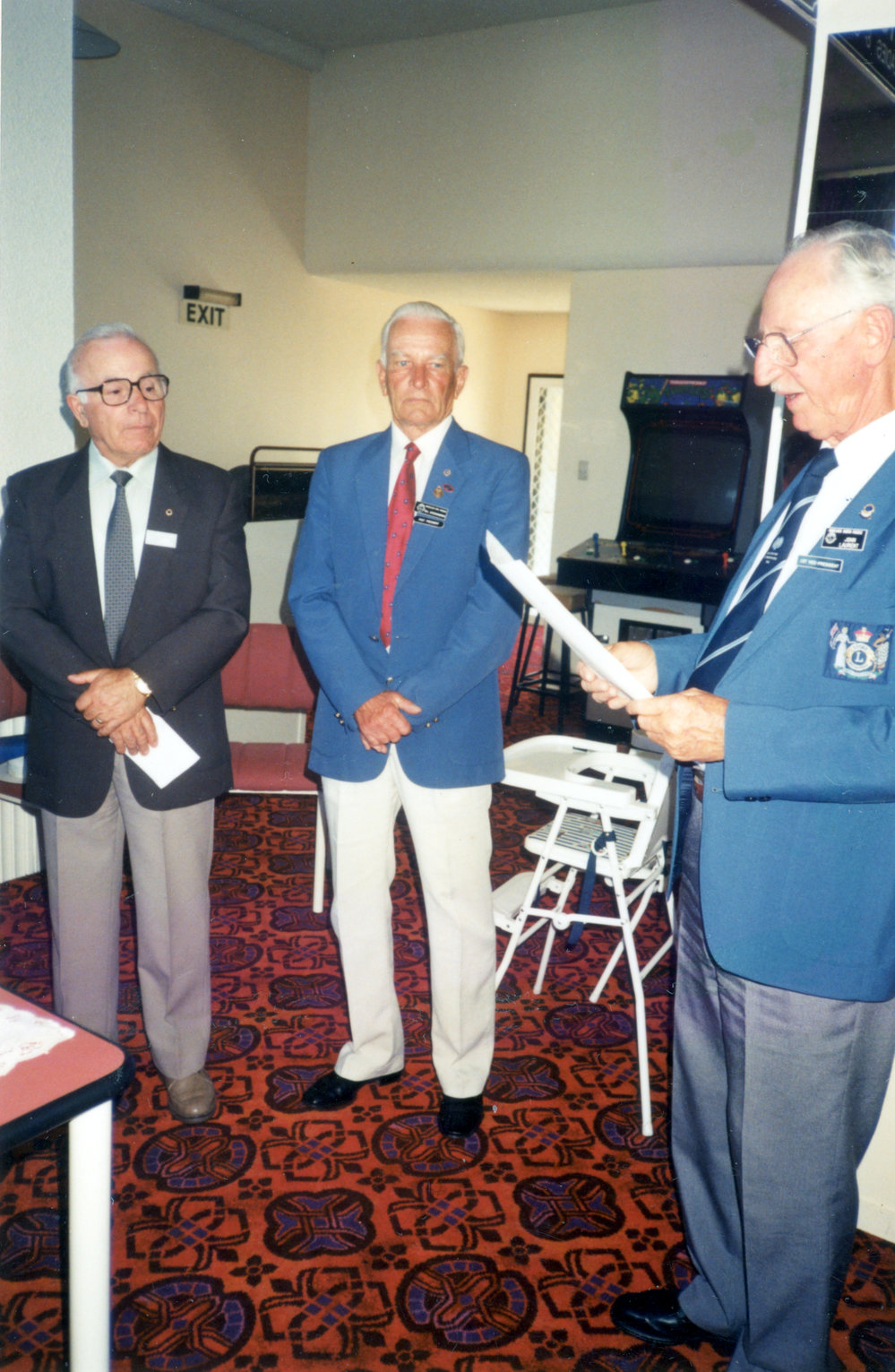 John Laurent inducting Harry Boyadjean into the Pakeke Lions Club