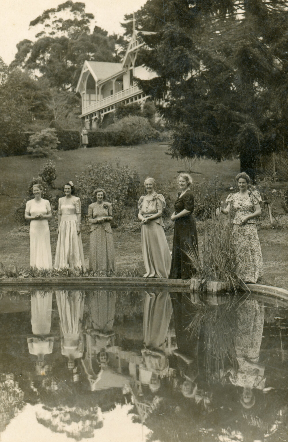 Portrait of Six Women by Pond at Peloha