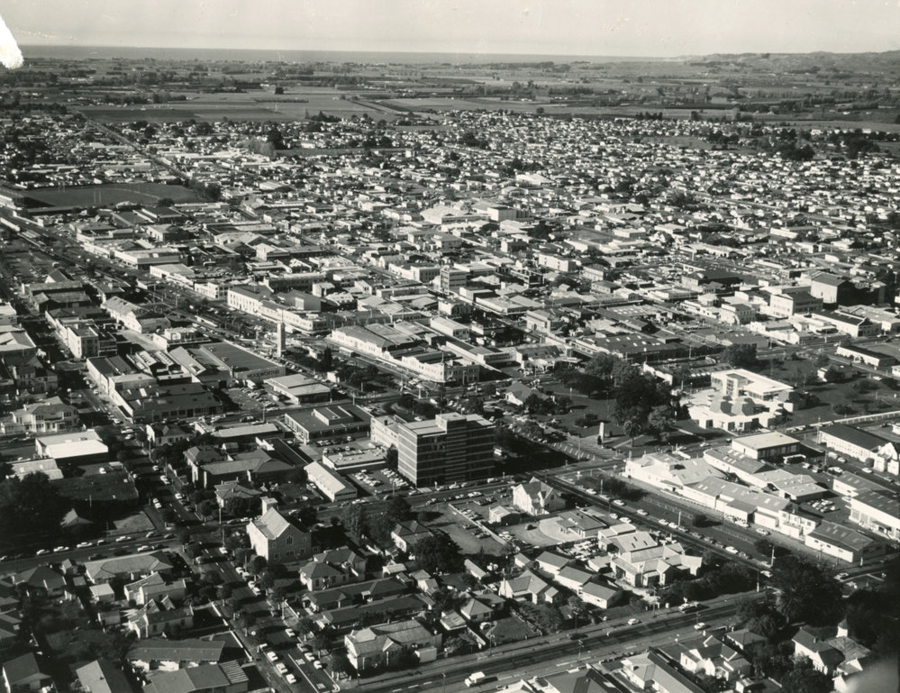 Aerial View of Hastings CBD and Surrounds, 1970s
