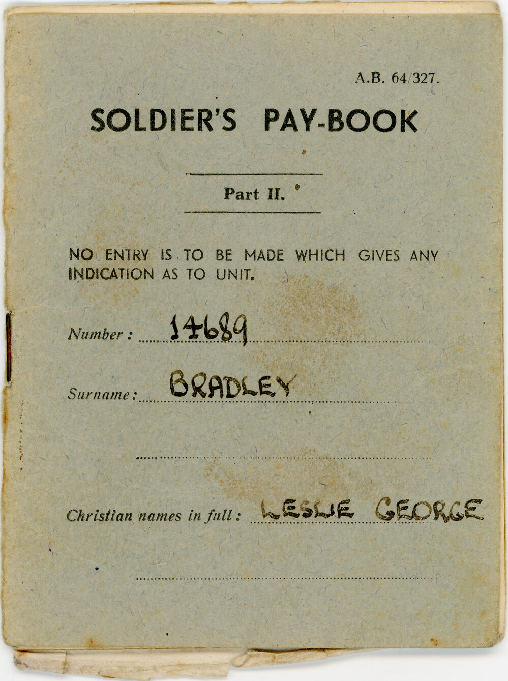 Soldiers Pay-Book A.B. 64/327