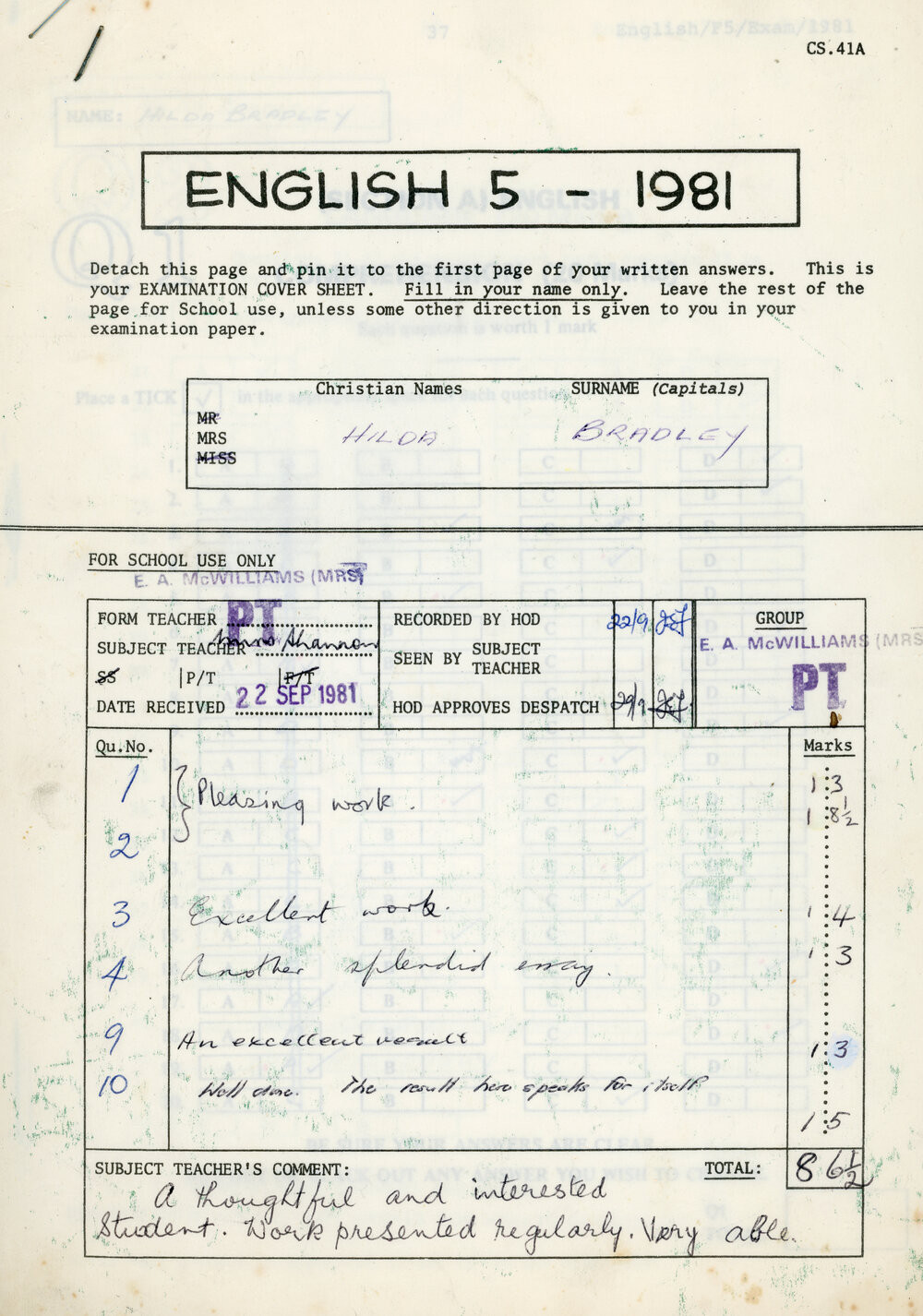 School Examinations and Essays by Hilda Bradley