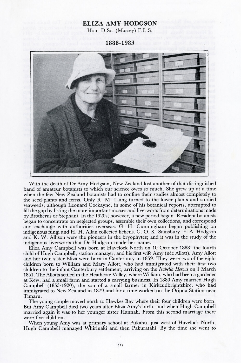 Obituary of Doctor Eliza Amy Hodgson