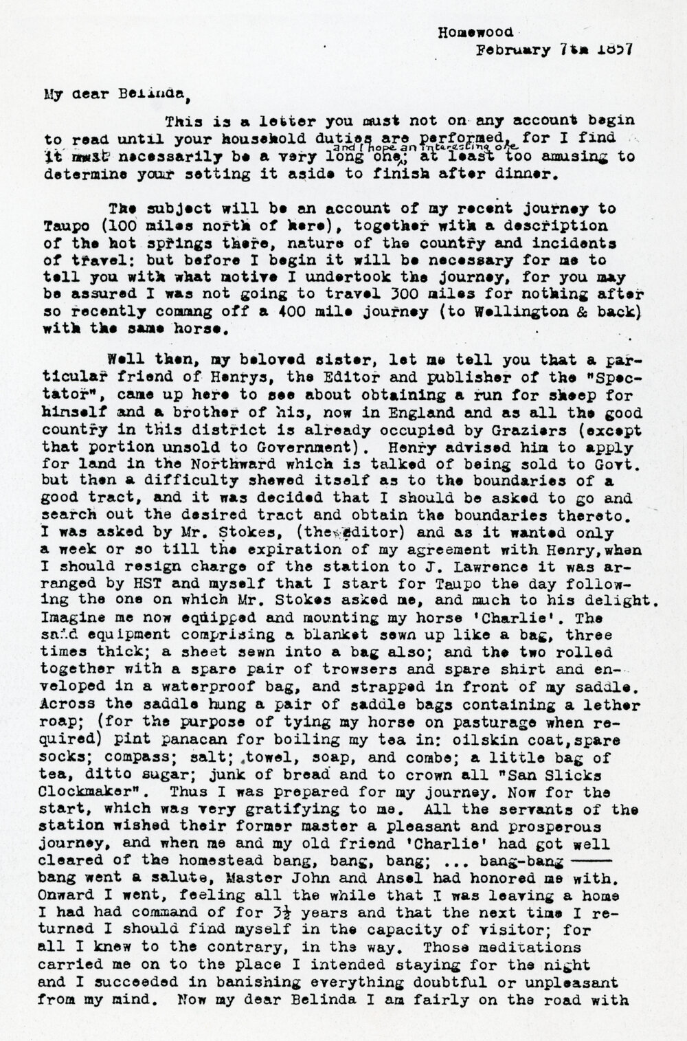 Letter from Frederick John Tiffen