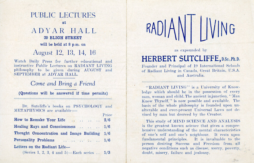 Radiant Living Pamphlet, Sydney