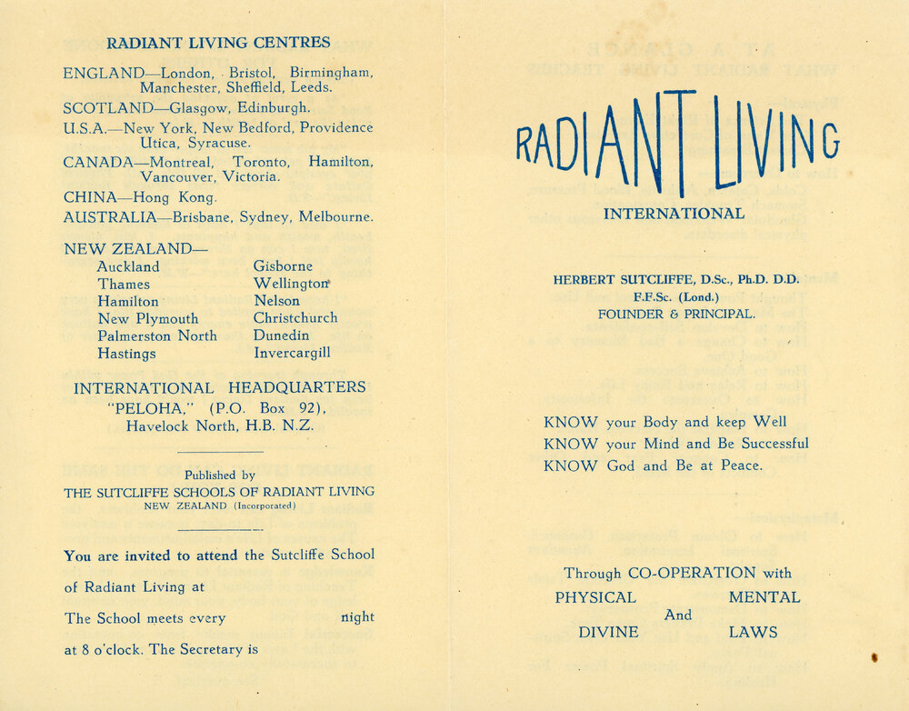 Radiant Living International Pamphlet